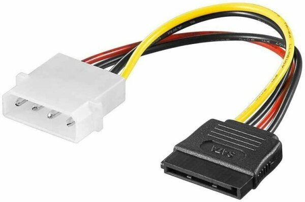 0,05m PC Stromkabel Adapter IDE 5,25" Stecker zu SATA 15-polig Buchse Molex PC