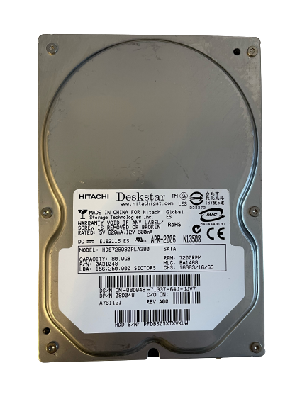 3,5" Festplatte Hitachi HDS72880PLA380 80 GB SATA